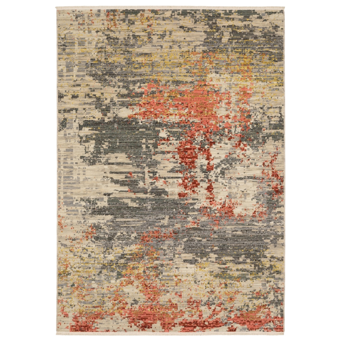 575671 5 x 8 ft. Abstract Rectangle Area Rug with Fringe, Beige & Pink