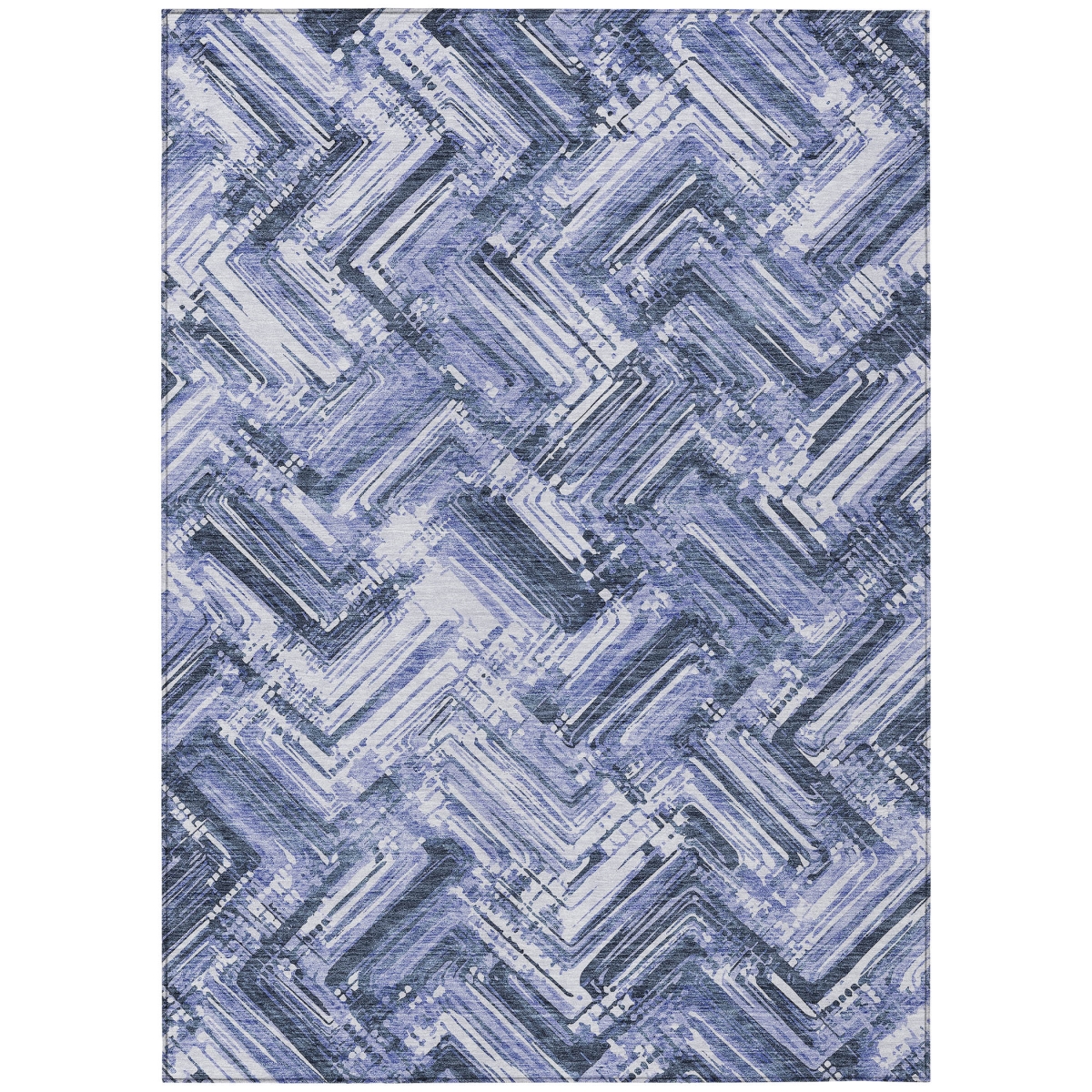 Geometric Washable Area Rug - Navy & Sky Blue - 5 x 8 ft - Stain Resistant