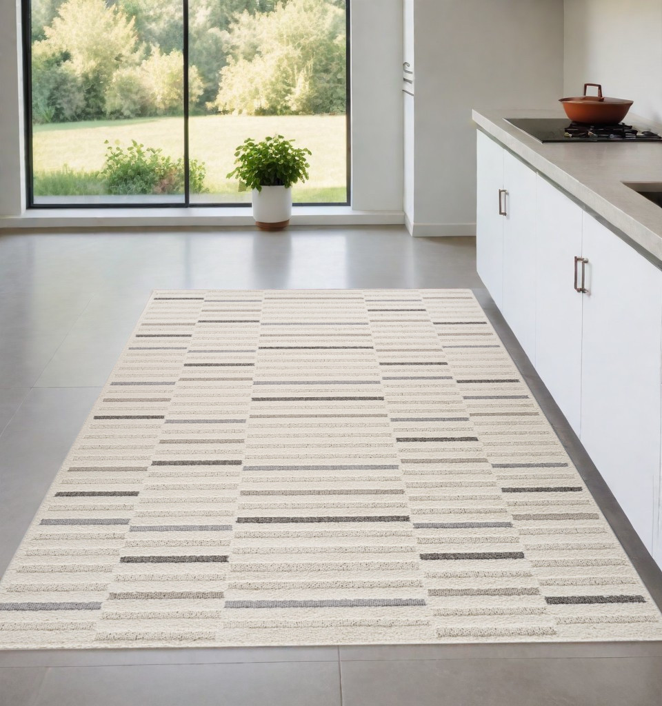 558464 4 x 6 ft. Abstract Distressed Rectangle Area Rug, Gray & Cream