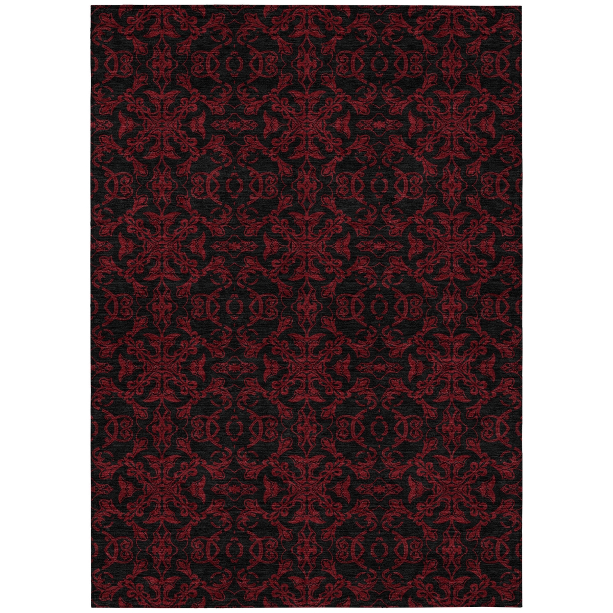 586880 9 x 12 ft. Medallion Washable Indoor & Outdoor Rectangle Area Rug, Red & Black