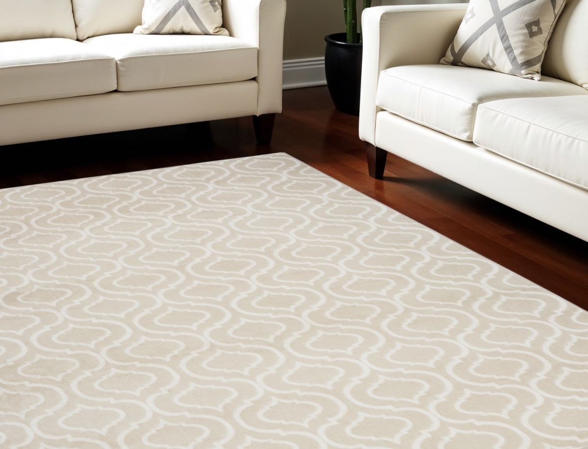 550858 8 x 10 ft. Trellis Non Skid Rectangle Area Rug, Beige & Ivory