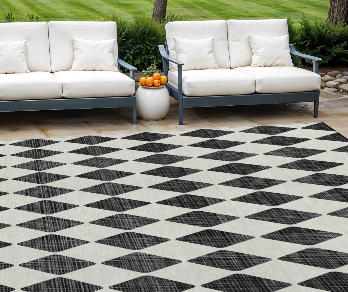 577017 9 x 12 ft. Geometric Washable Indoor & Outdoor Rectangle Area Rug, Black