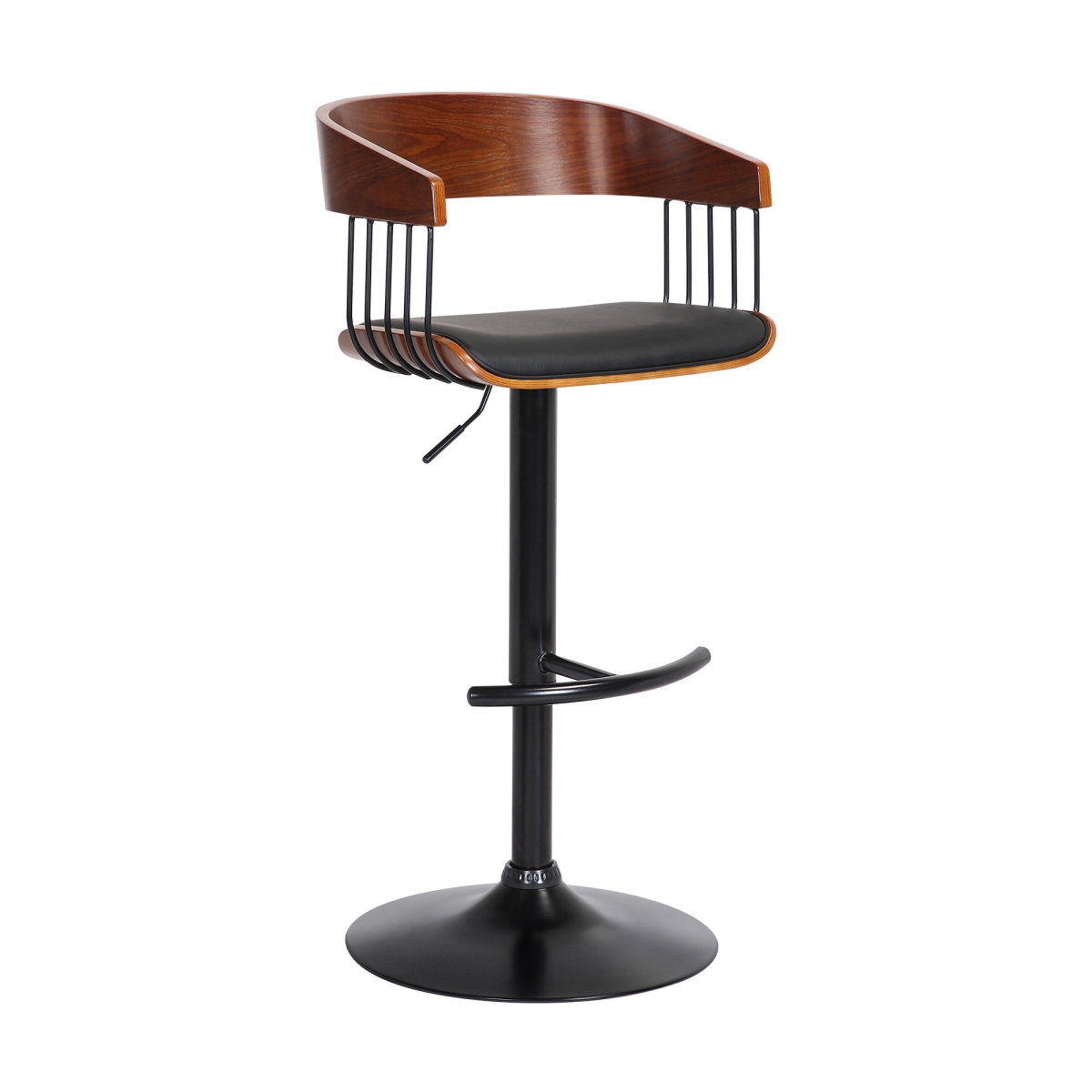 534462 Black Faux Leather & Metal Swivel Adjustable Height Bar Chair