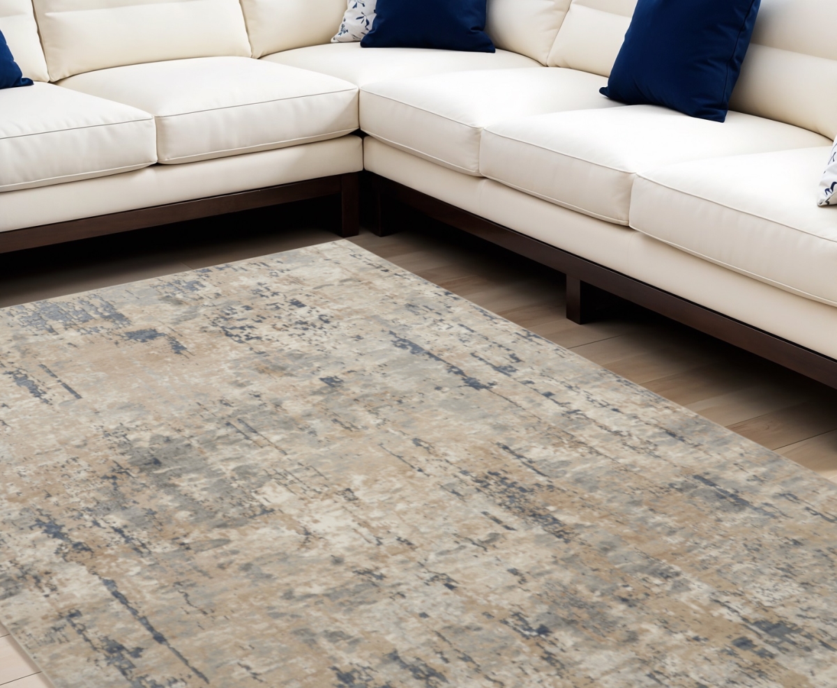 545130 12 x 15 ft. Abstract Power Loom Rectangle Area Rug, Beige & Gray