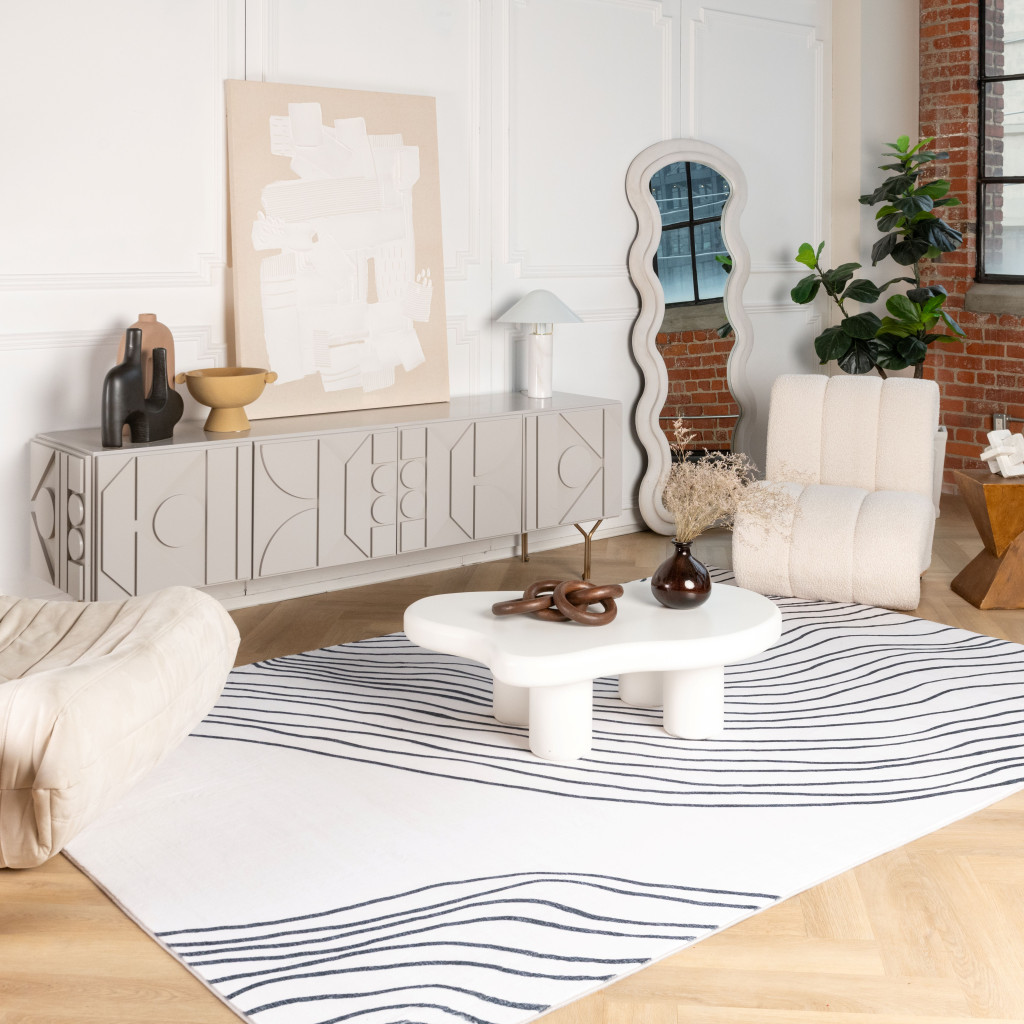 530551 4 x 6 ft. Abstract Rectangle Area Rug, Black & White