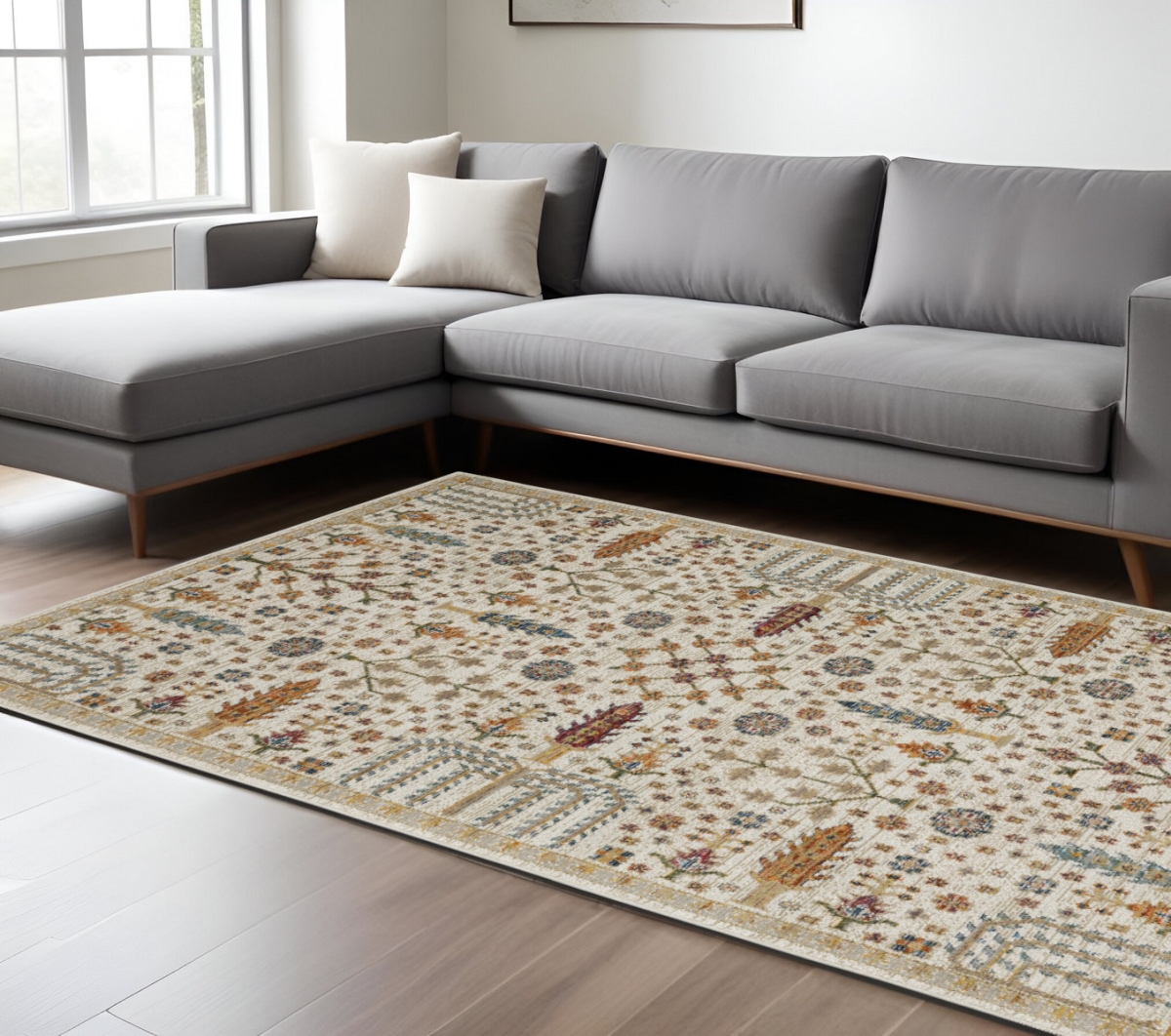 576275 7 x 10 ft. Ivory & Gold Oriental Rectangle Area Rug
