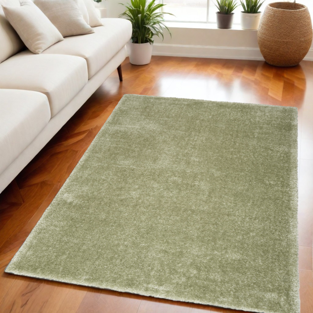 533572 5 x 7 ft. Shag Power Loom Rectangle Area Rug, Green