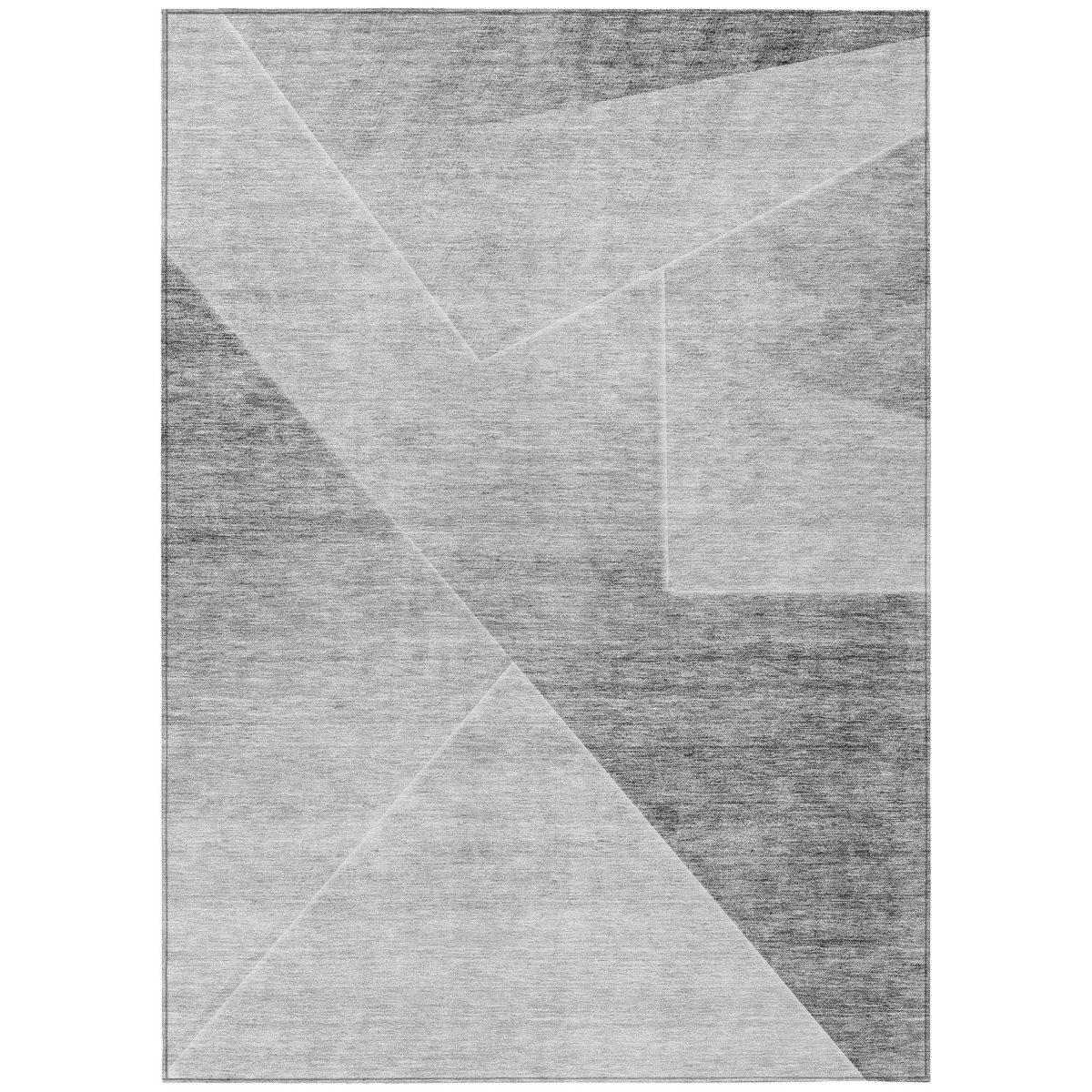 586607 5 x 8 ft. Abstract Washable Indoor & Outdoor Rectangle Area Rug, Gray, Silver & Charcoal