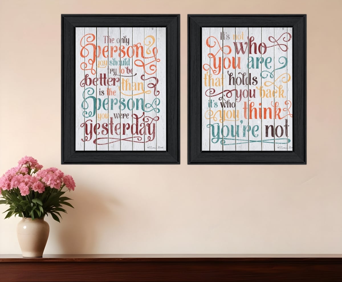 416032 The Only Person Black Framed Print Wall Art - Set of 2