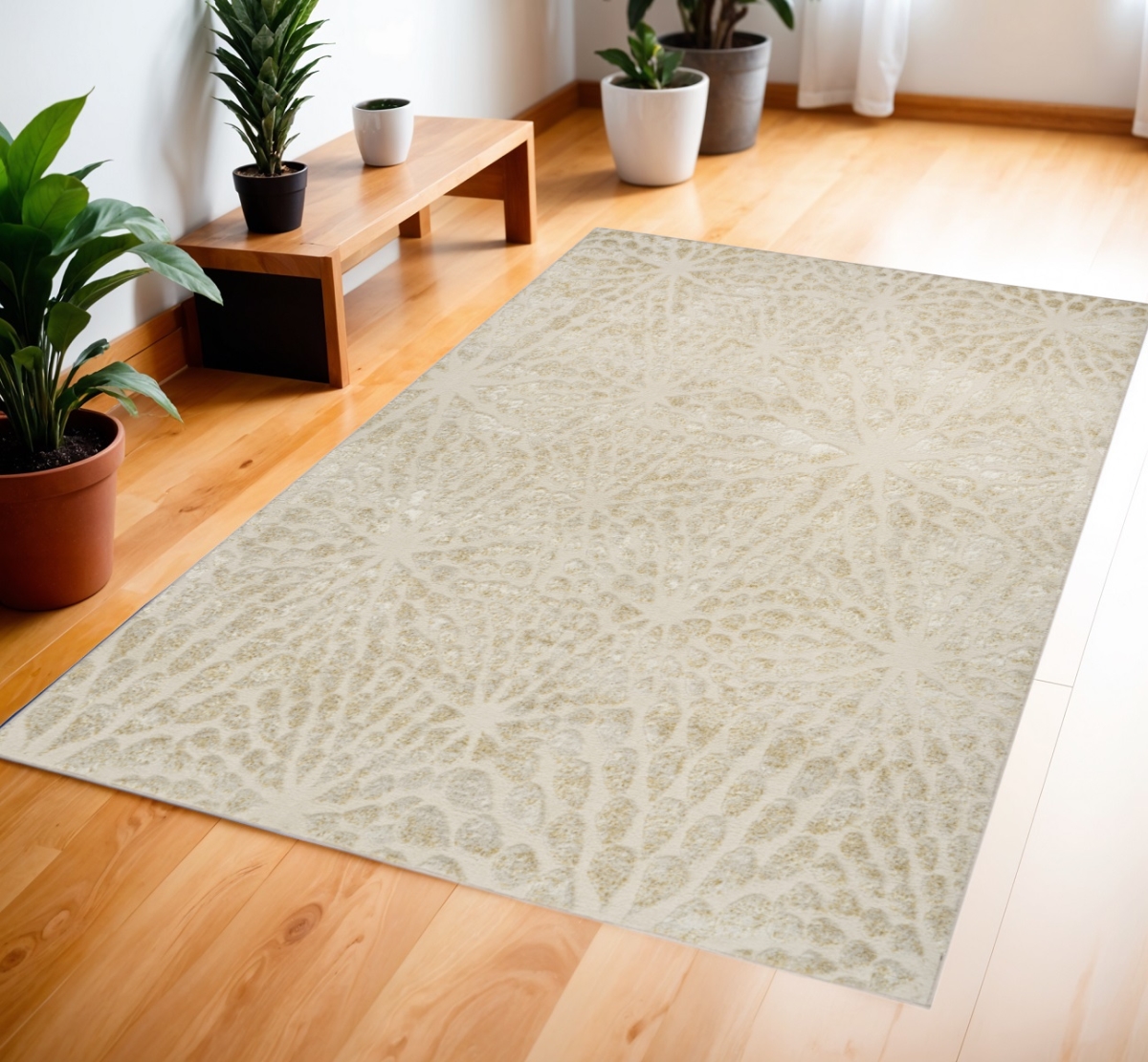 569632 4 x 6 ft. Abstract Rectangle Area Rug, Ivory