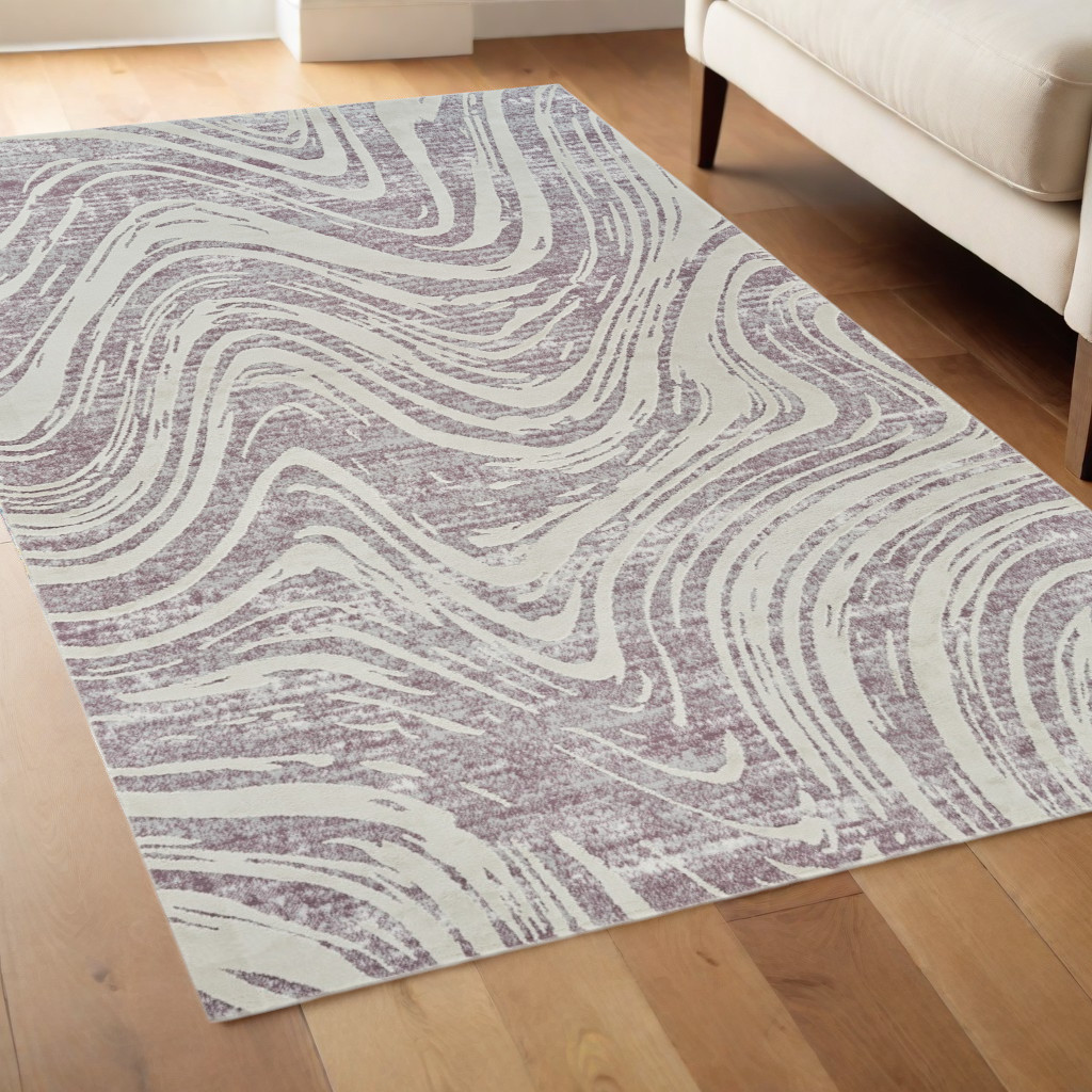 558832 4 x 6 ft. Abstract Distressed Rectangle Area Rug, Beige & Purple