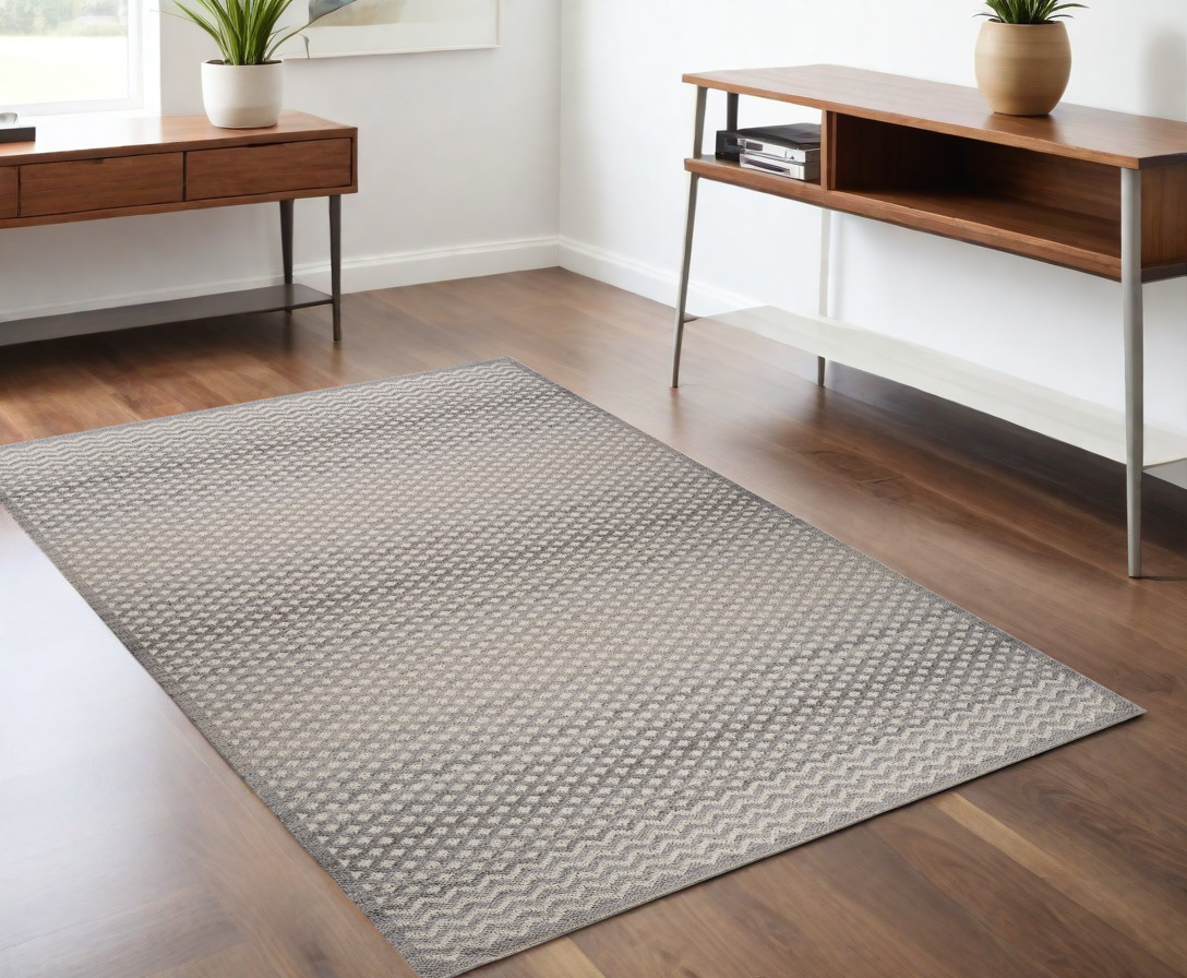 558399 4 x 6 ft. Moroccan Distressed Rectangle Area Rug, Gray & Beige