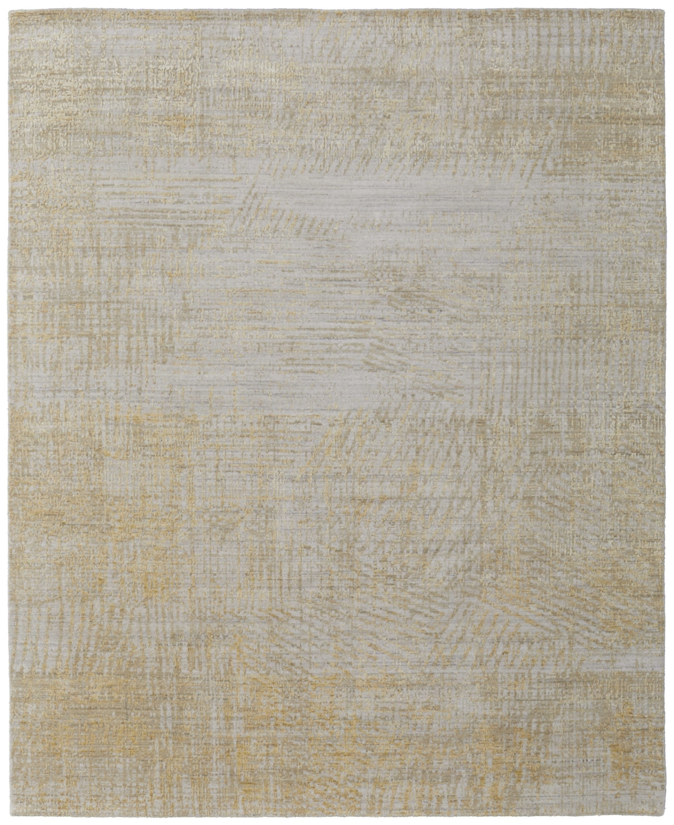566988 10 x 14 ft. Abstract Hand Woven Rectangle Area Rug, Yellow & Ivory