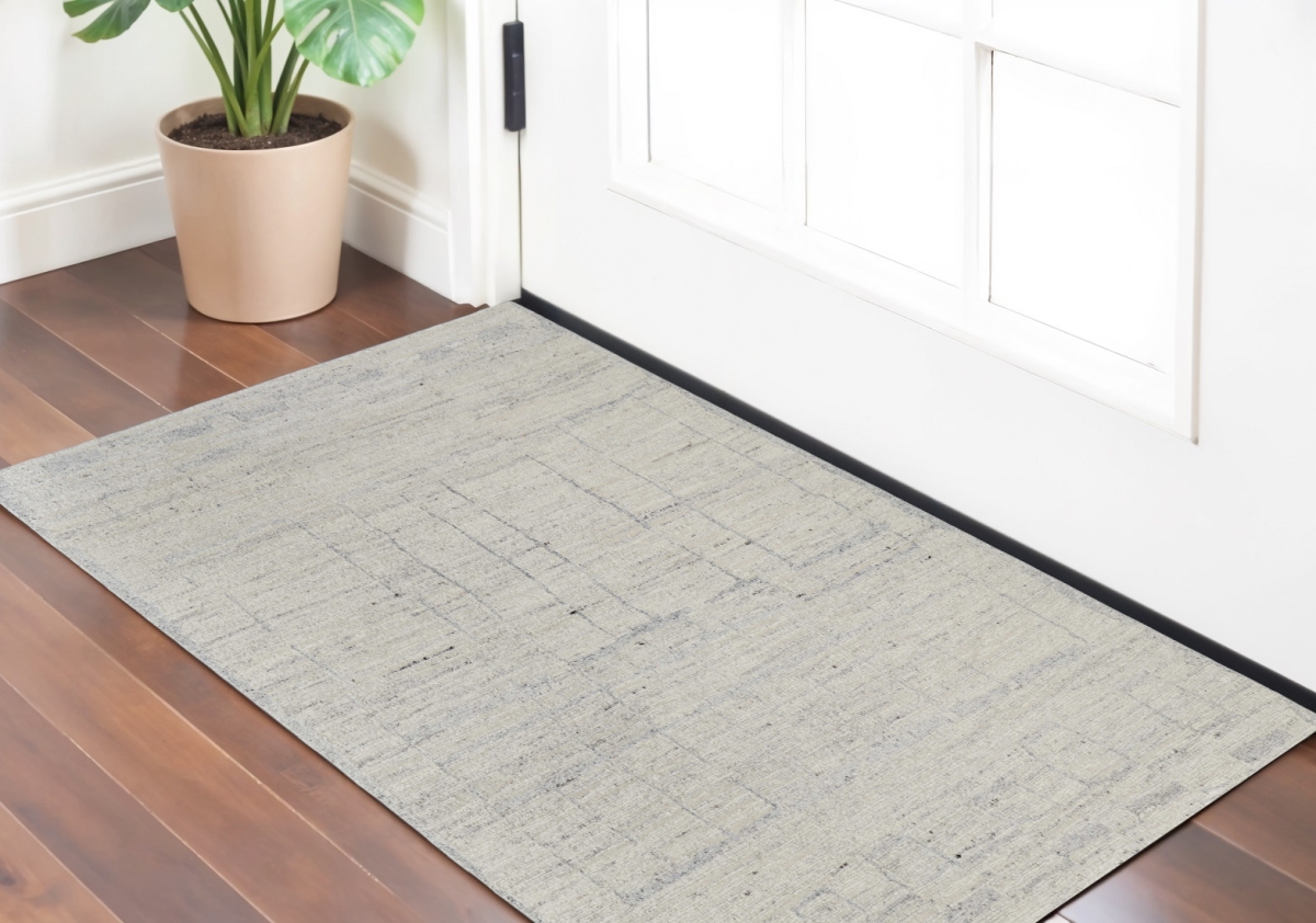567493 2 x 3 ft. Abstract Hand Woven Worn Faded Rectangle Area Rug, Gray & Ivory