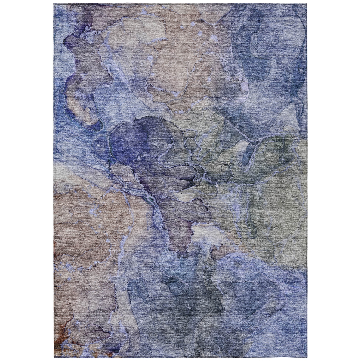 581756 5 x 8 ft. Abstract Washable Indoor & Outdoor Rectangle Area Rug, Navy Blue & Beige