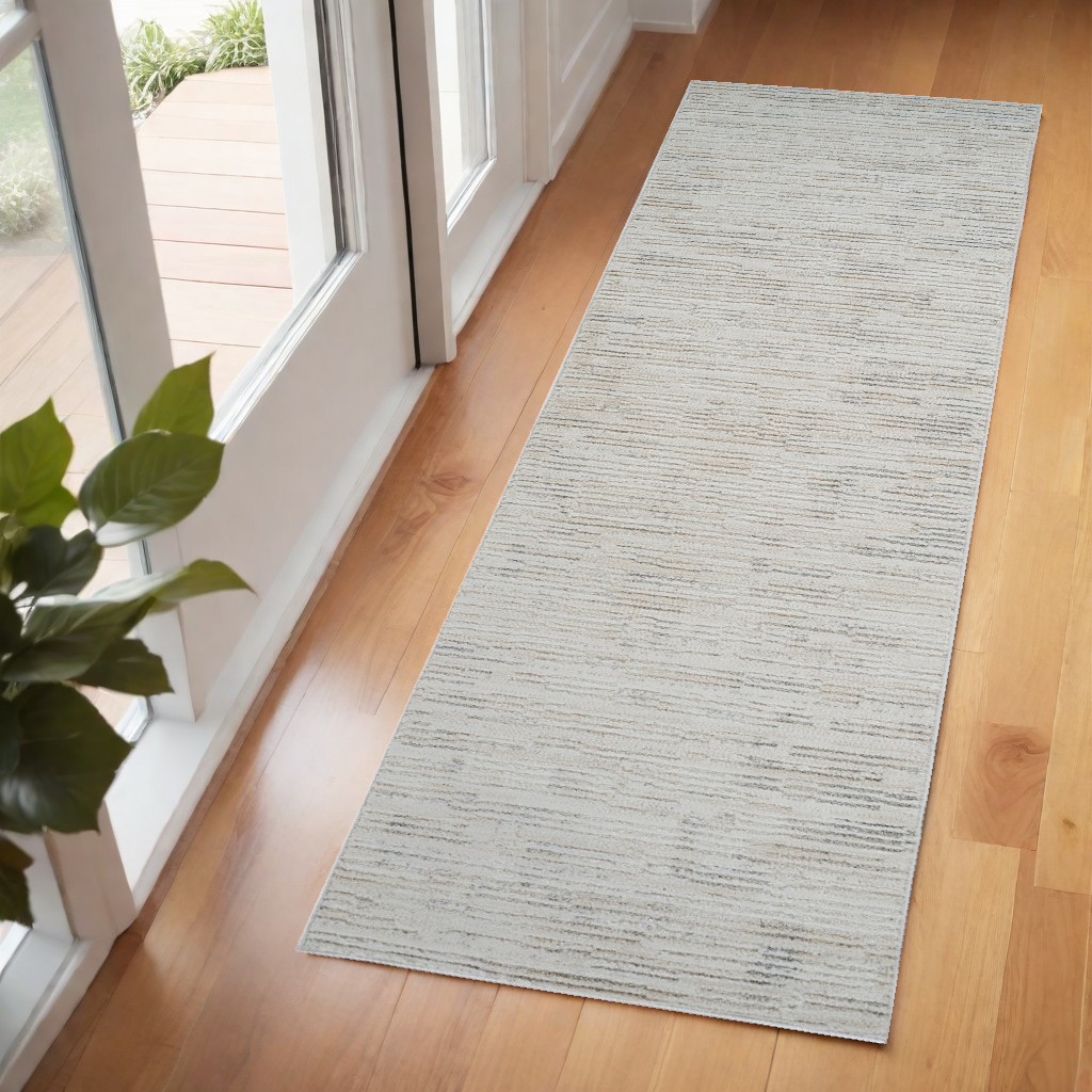 558500 2 x 5 ft. Geometric Distressed Rectangle Area Rug, Gray & Beige