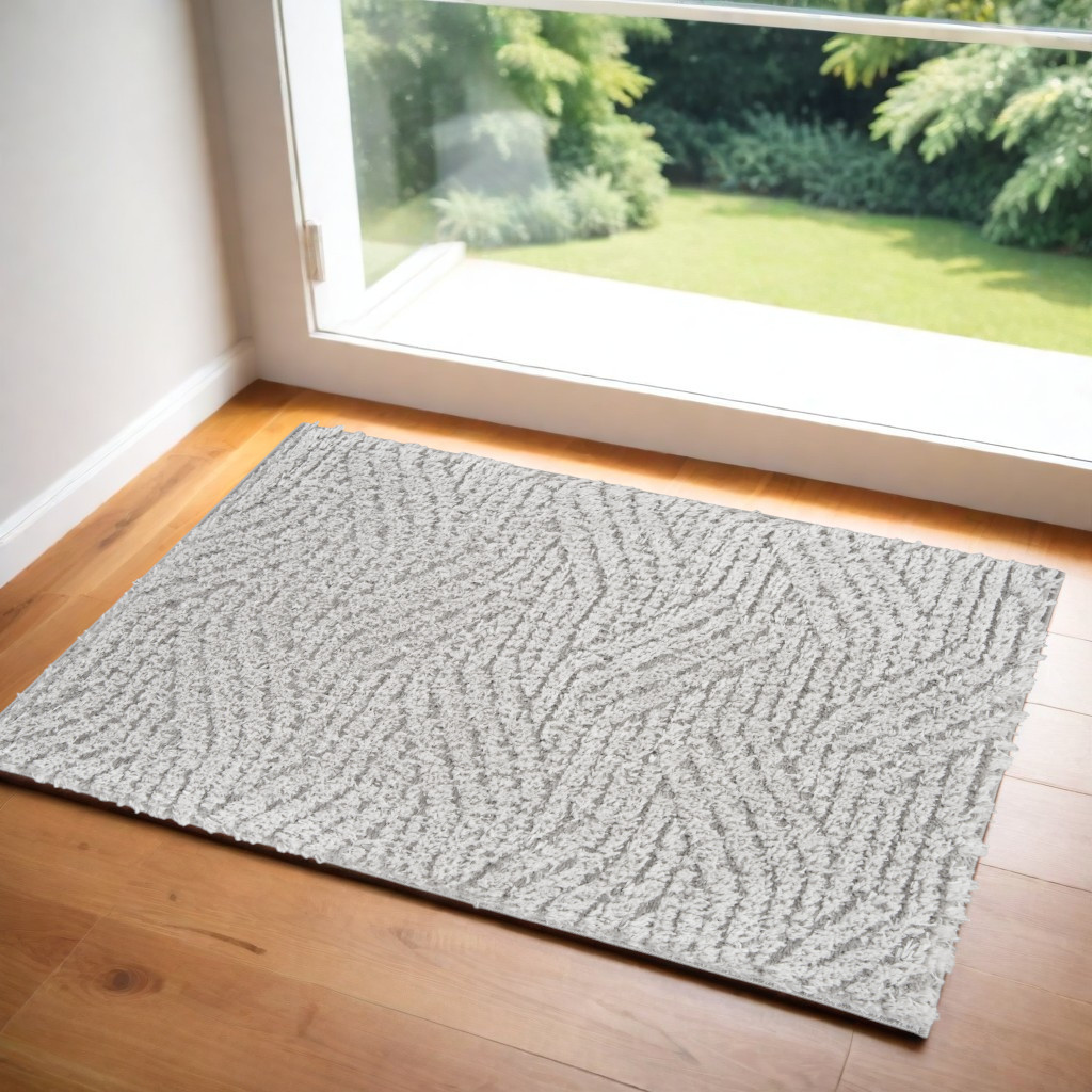 572351 2 x 3 ft. Abstract Power Loom Rectangle Area Rug, Gray