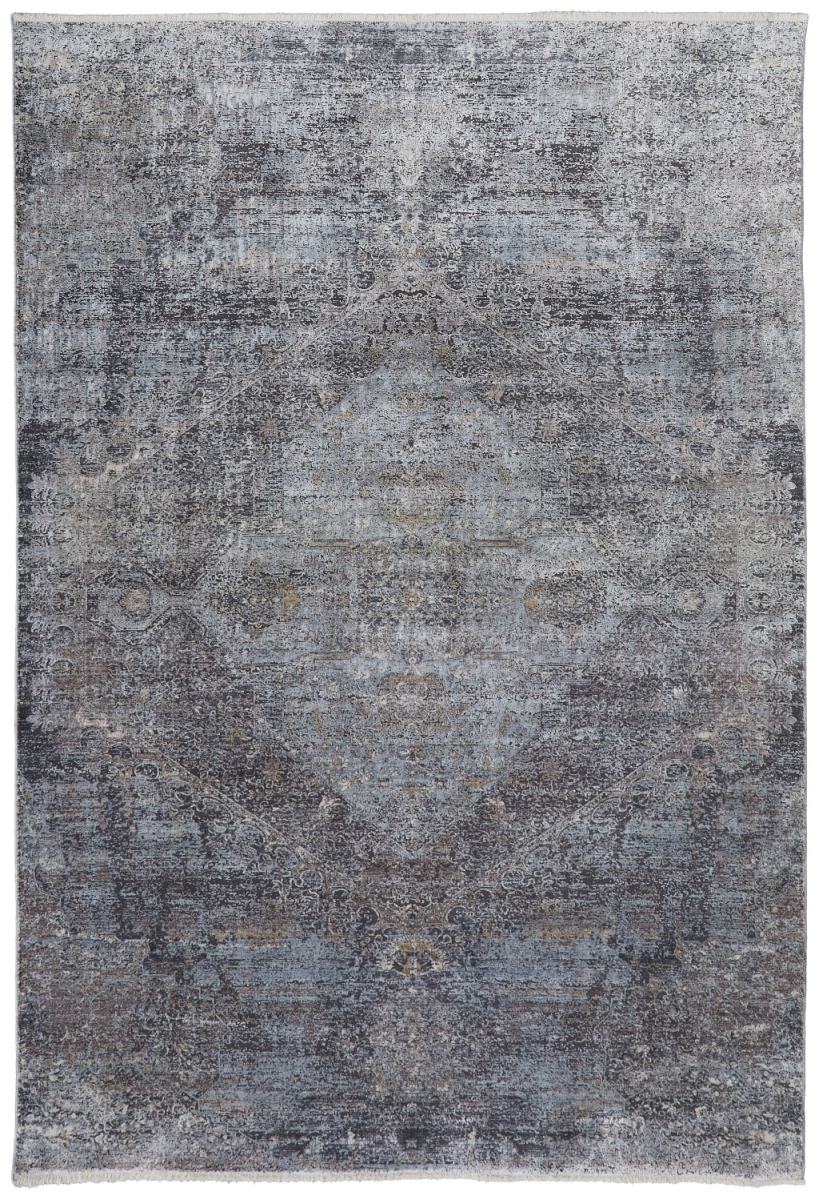 566331 7 x 10 ft. Abstract Power Loom Worn Faded Rectangle Area Rug, Gray & Silver