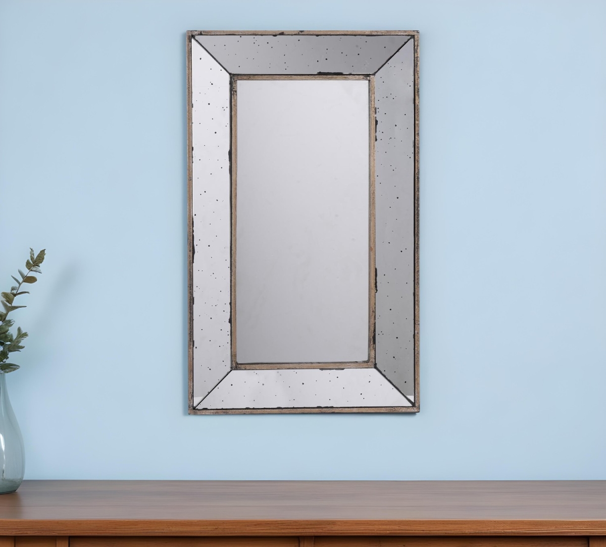485120 24 in. Silver Framed Antiqued Accent Mirror