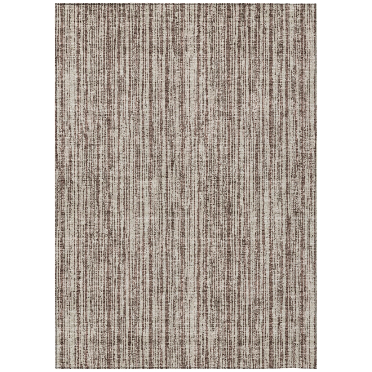 585476 9 x 12 ft. Striped Washable Indoor & Outdoor Rectangle Area Rug, Brown & Ivory