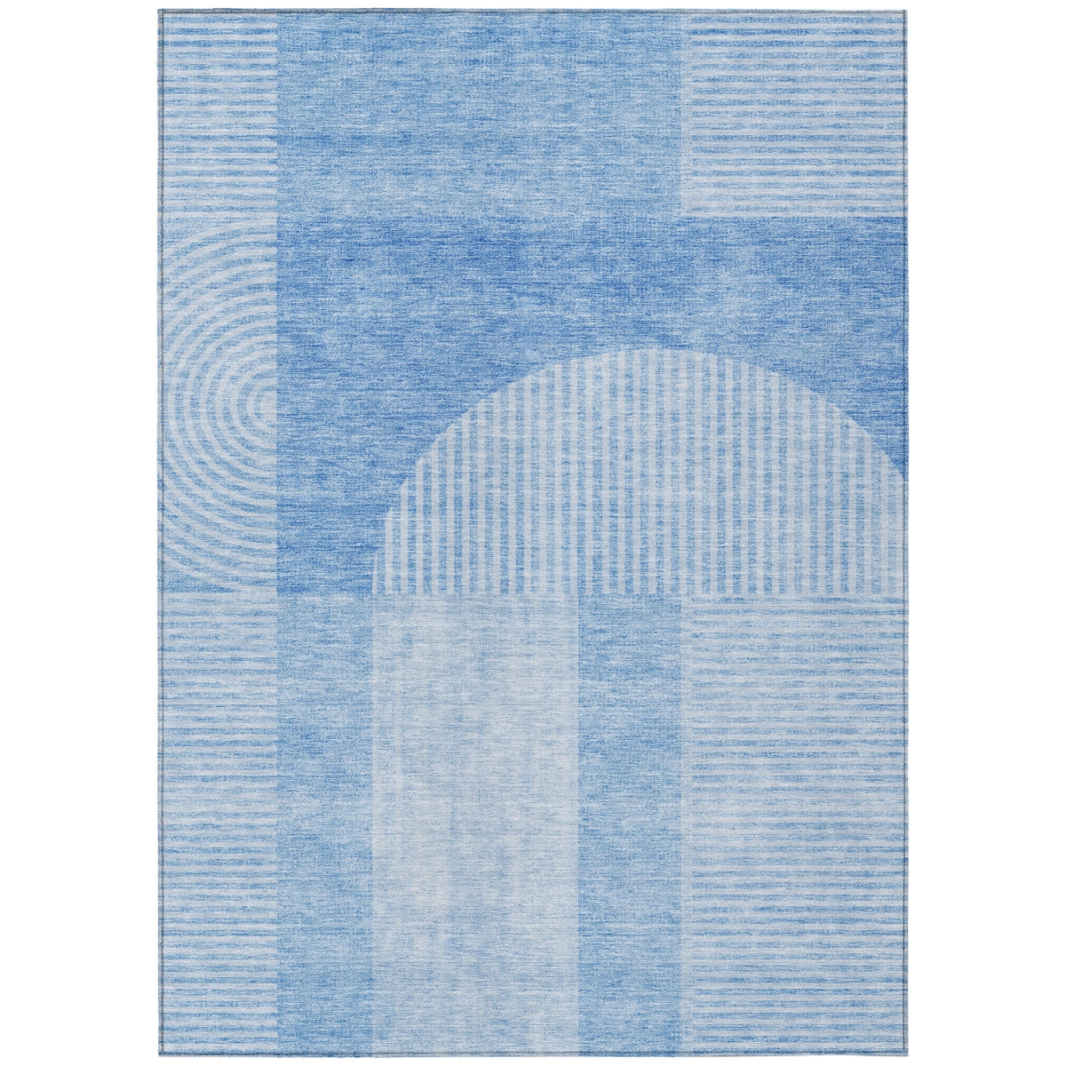 582698 3 x 5 ft. Geometric Washable Indoor & Outdoor Rectangle Area Rug, Sky Blue & Denim Blue