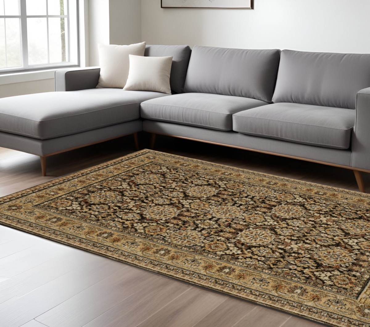 576272 7 x 10 ft. Oriental Rectangle Area Rug, Brown & Gold