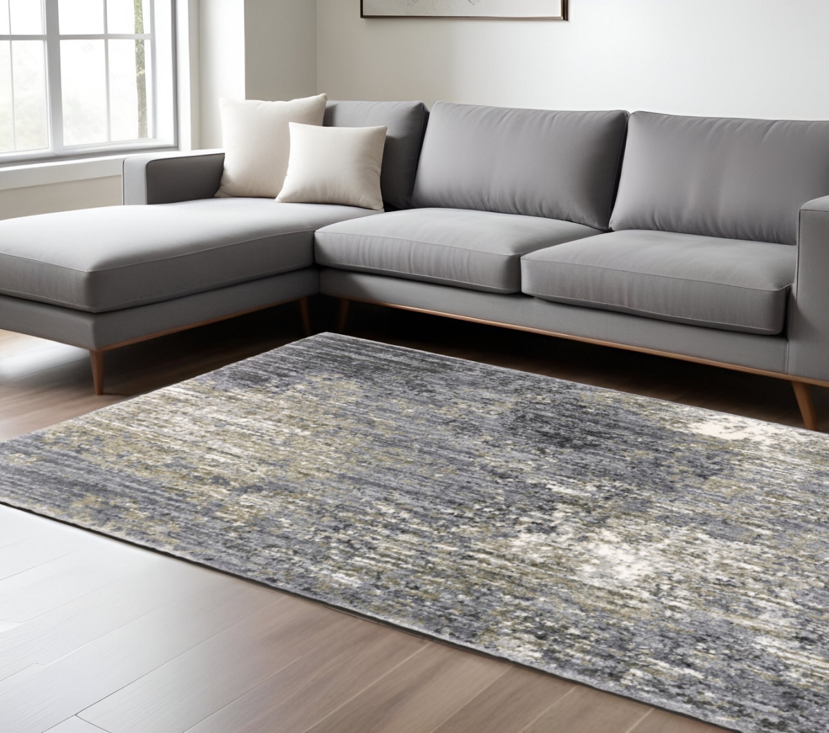 576251 7 x 10 ft. Abstract Shag Rectangle Area Rug, Gray & Ivory