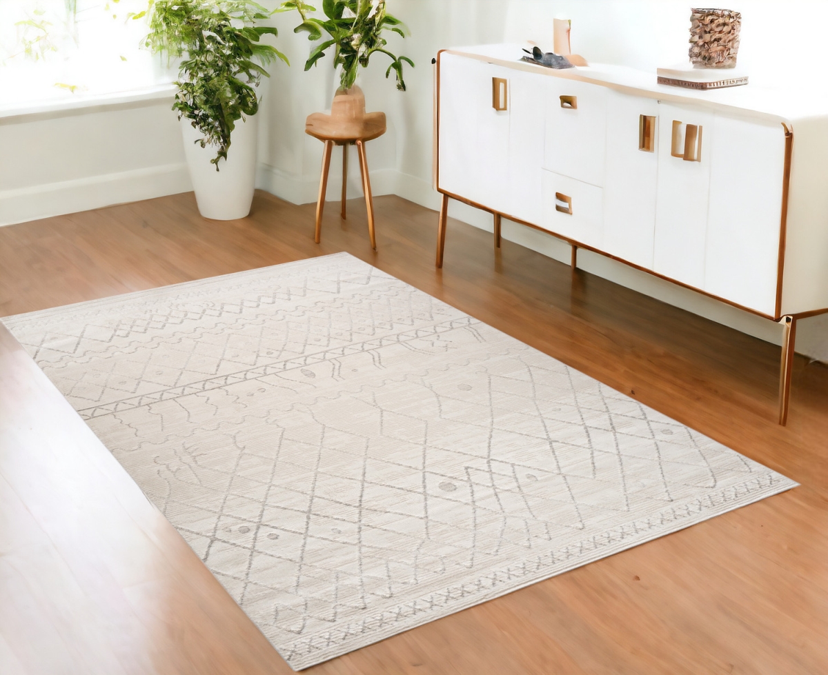 558447 4 x 6 ft. Abstract Distressed Rectangle Area Rug, Gray & Beige