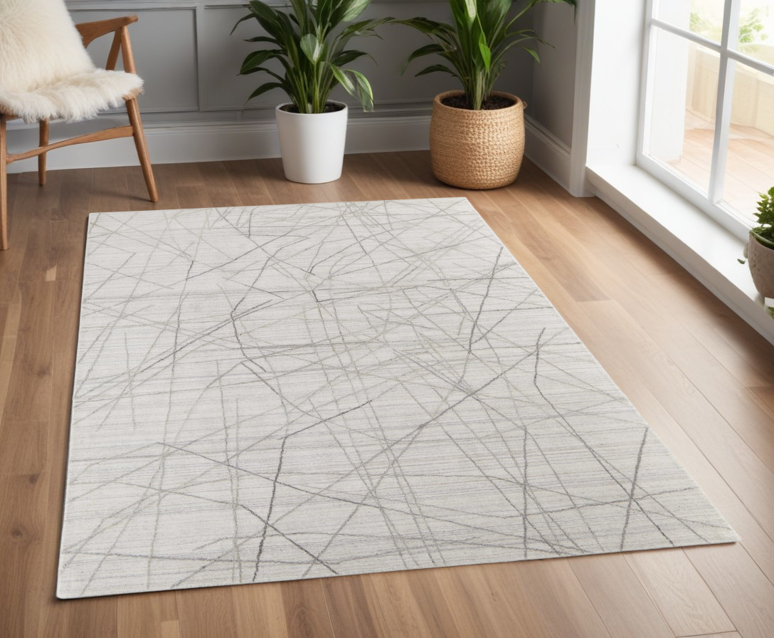 567857 4 x 6 ft. Abstract Hand Woven Rectangle Area Rug, Gray & Ivory