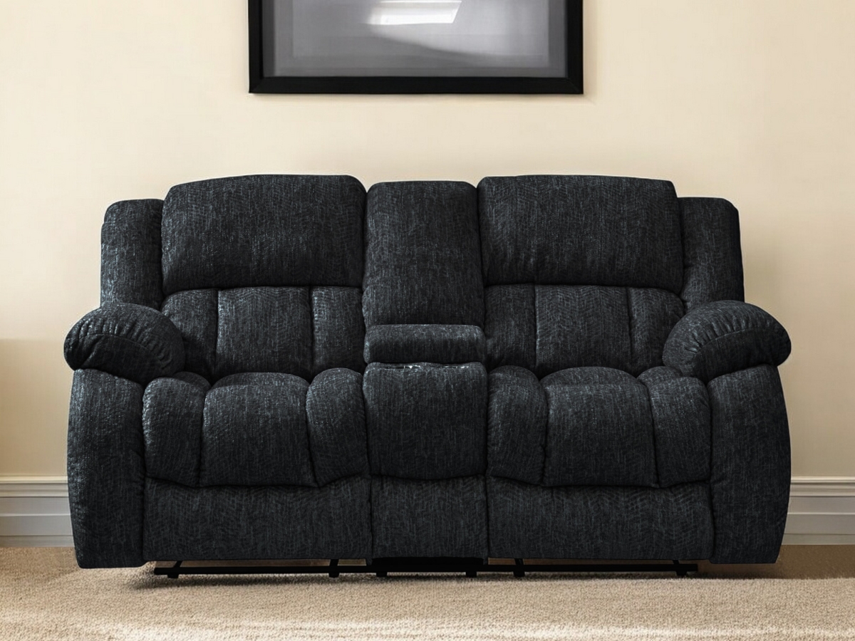 561561 77 in. Black Manual Reclining Loveseat with Storage