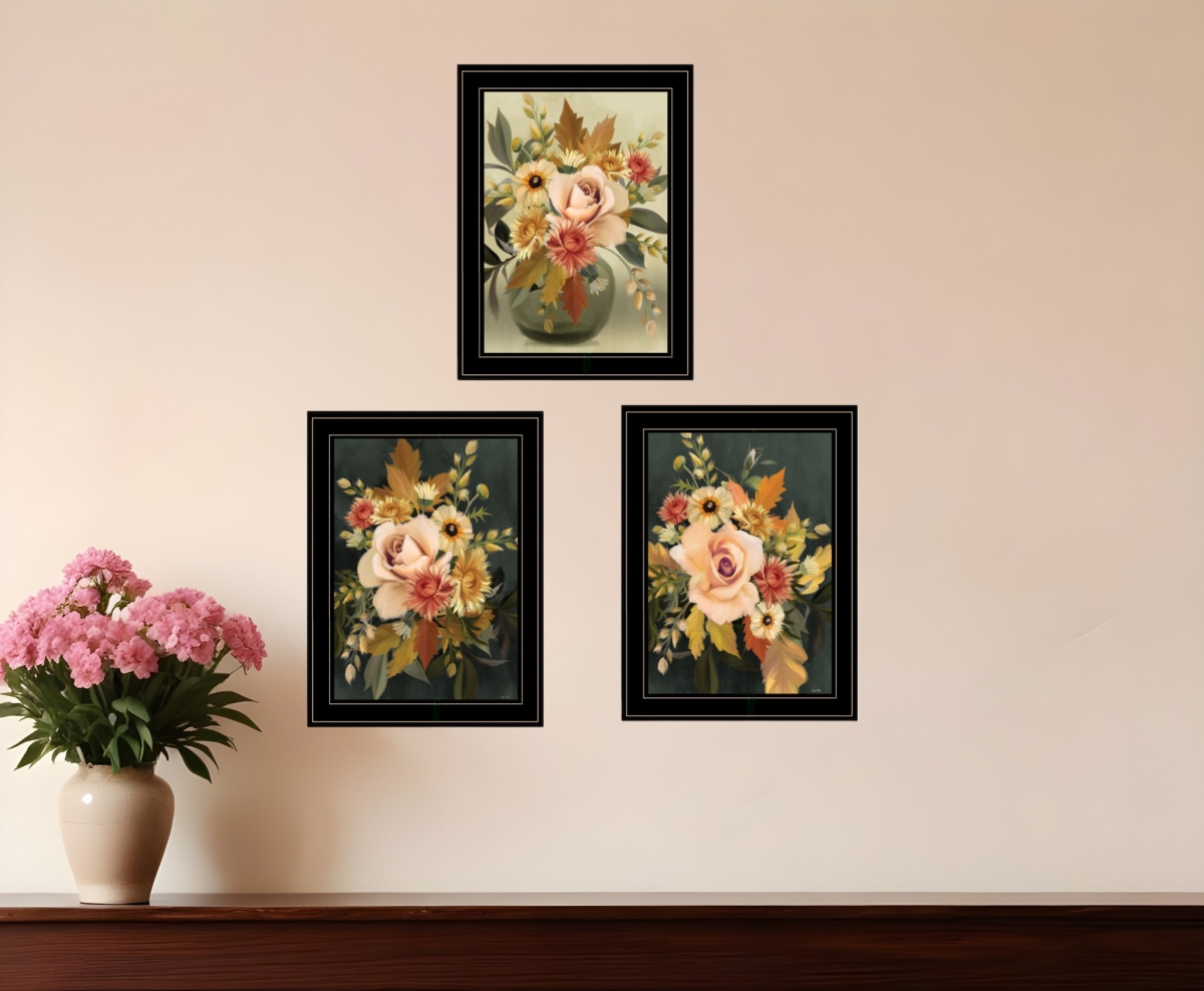 408198 Romantic Autumn Black Framed Print Wall Art - Set of 3