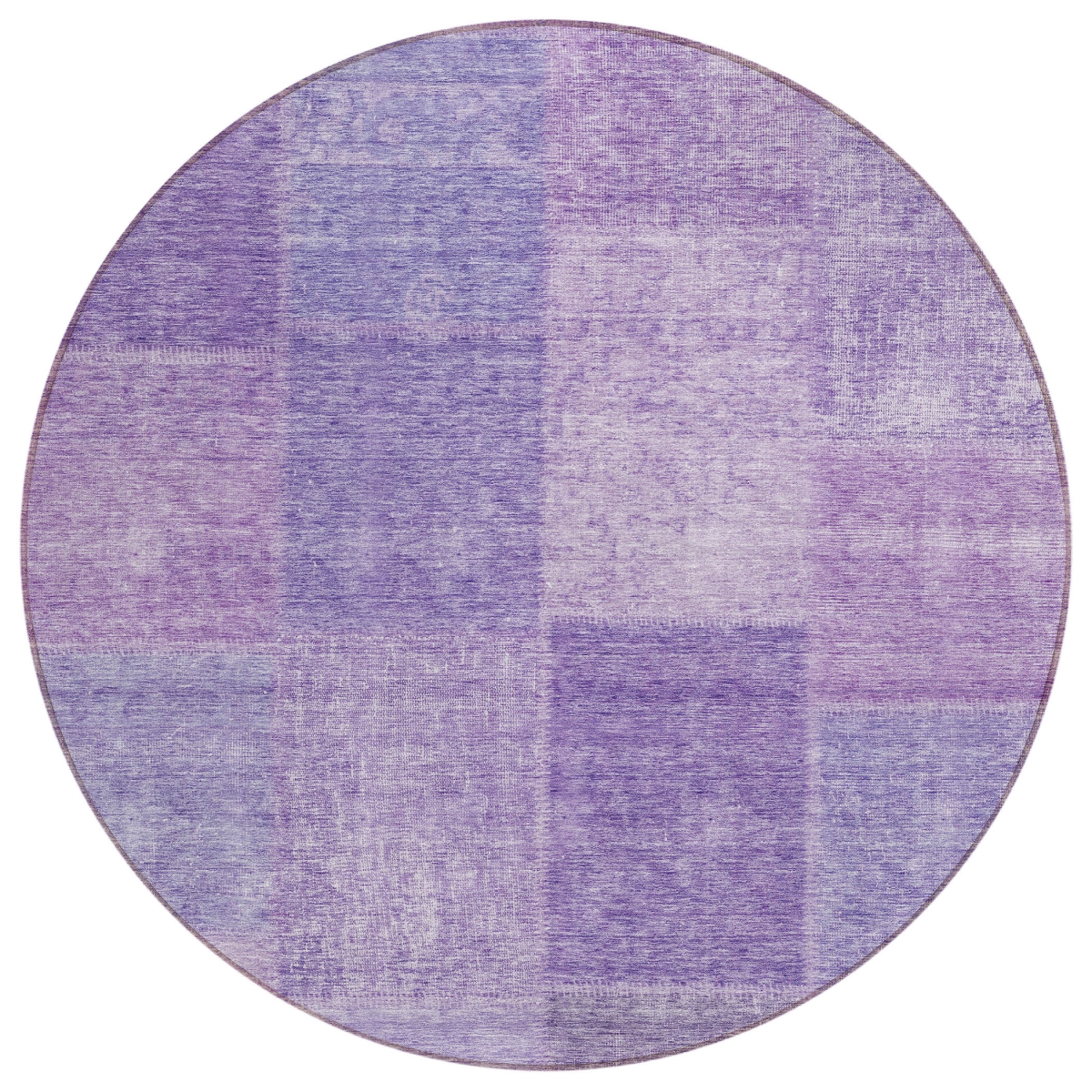 580690 8 ft. Round Patchwork Washable Indoor & Outdoor Area Rug, Lavender & Purple