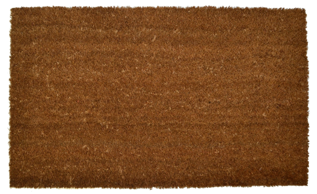 555556 Modern Solid Color 18 x 30 in. Brown Coir Outdoor Door Mat