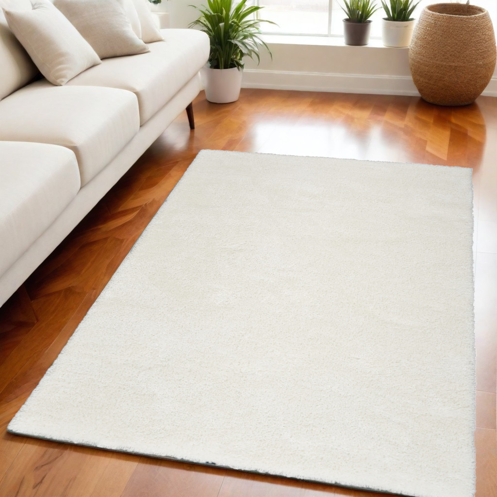 533571 5 x 7 ft. Shag Power Loom Rectangle Area Rug, Ivory