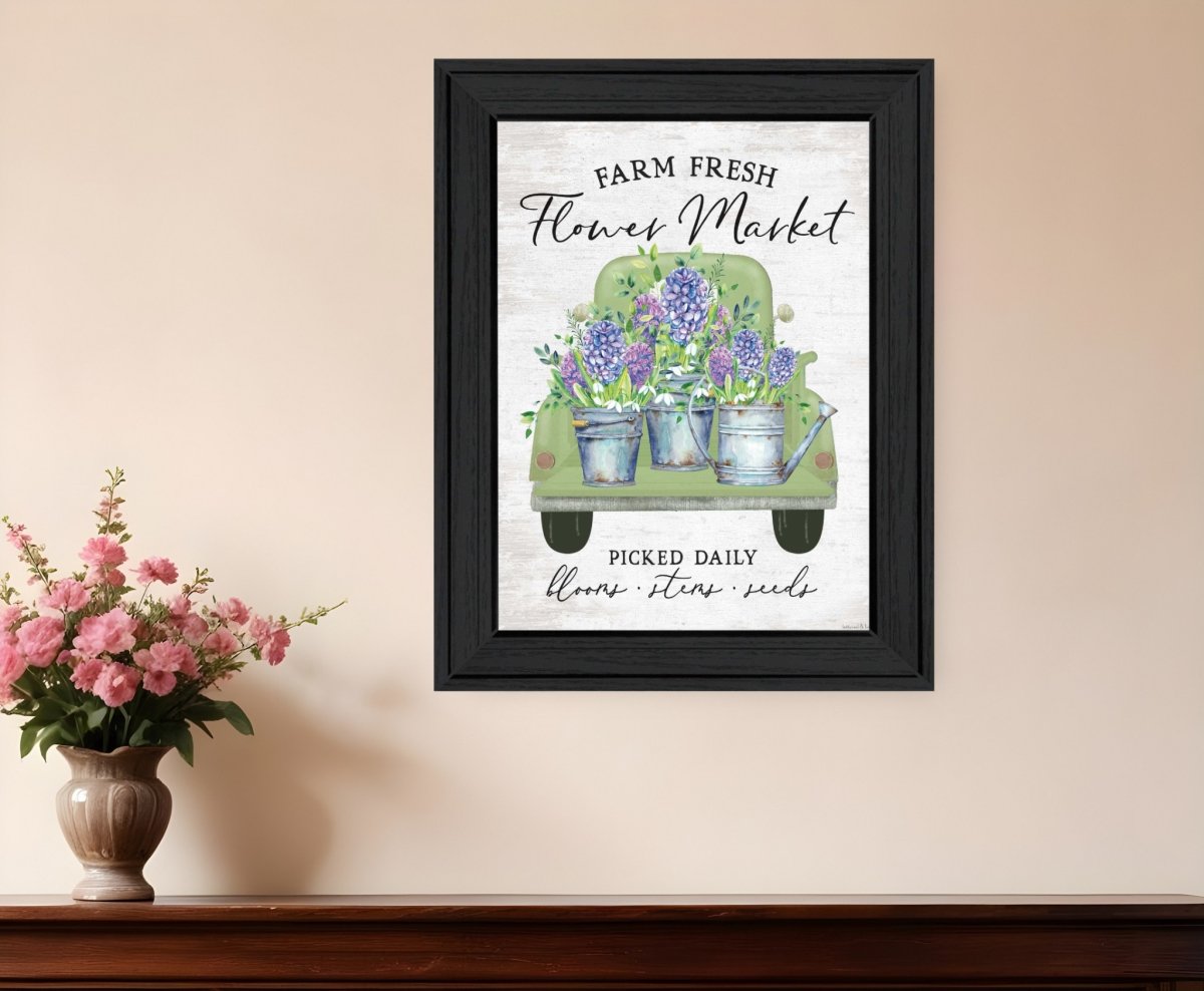 Picture of HomeRoots 530182 Flower Market Hyacinths Black Framed Print Wall Art