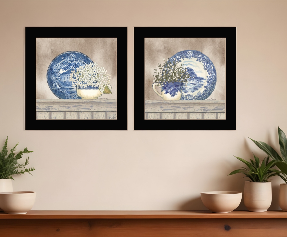 408024 The Farmhouse Blues Black Framed Print Wall Art - Set of 2