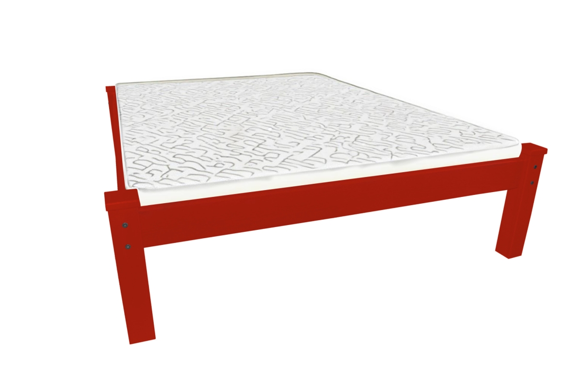 546728 Traditional Red Solid Wood Queen Size Bed Frame