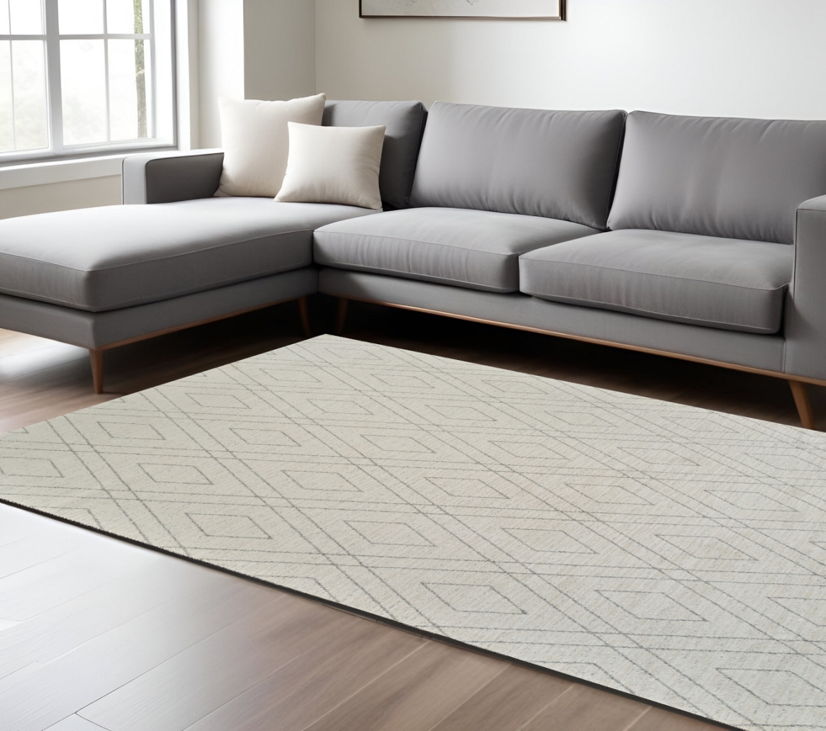 559082 8 x 11 ft. Abstract Non Skid Rectangle Area Rug, Beige & Gray