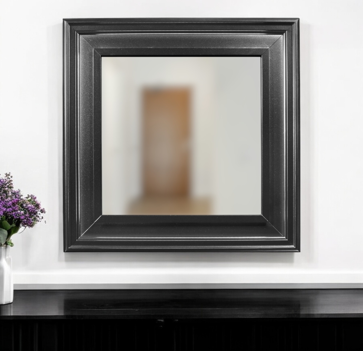 478623 38 in. Gray Square Wood Framed Accent Mirror