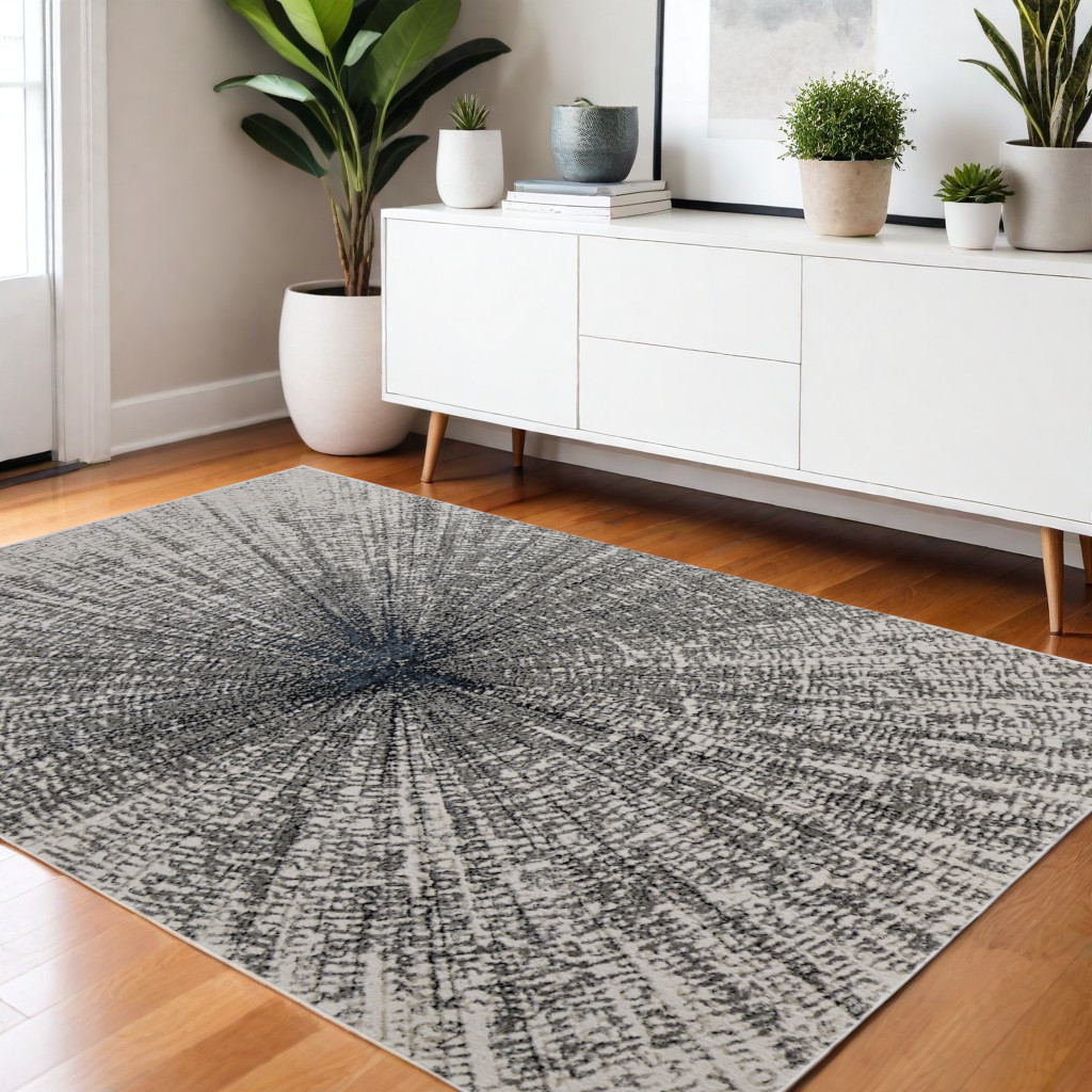 565824 4 x 6 ft. Abstract Power Loom Rectangle Area Rug, Gray & Ivory