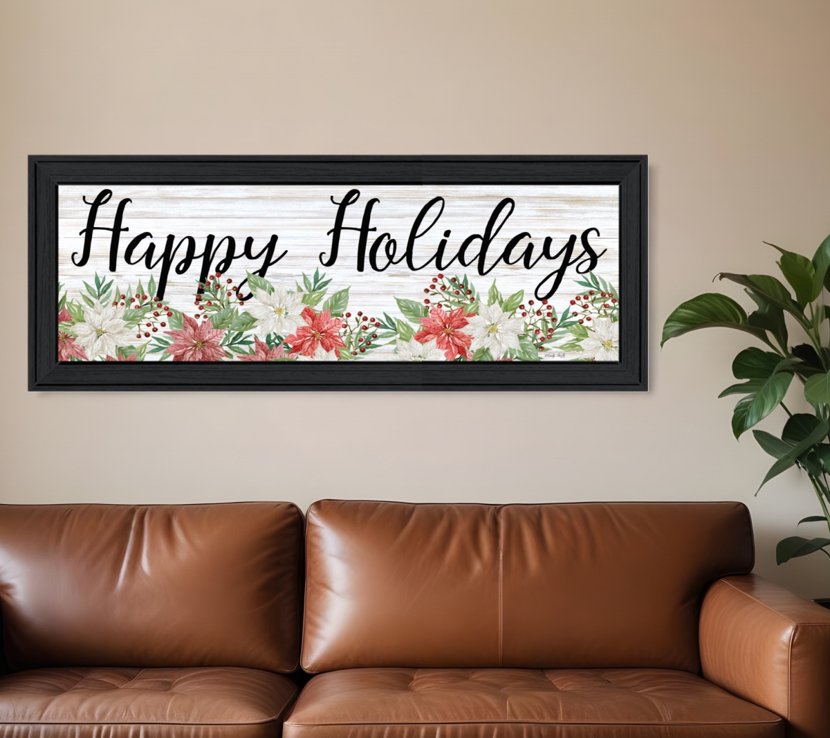 529703 Happy Holiday Black Framed Print Wall Art