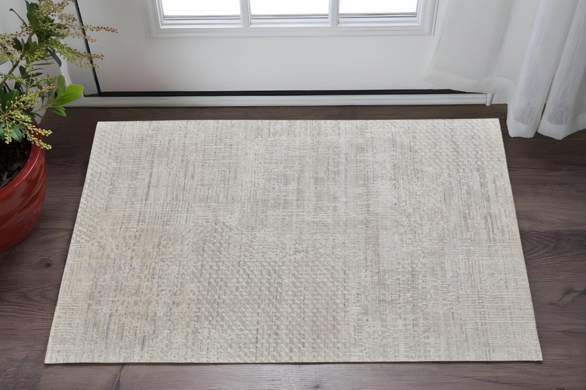 566920 2 x 3 ft. Abstract Hand Woven Worn Faded Rectangle Area Rug, Ivory & Gray
