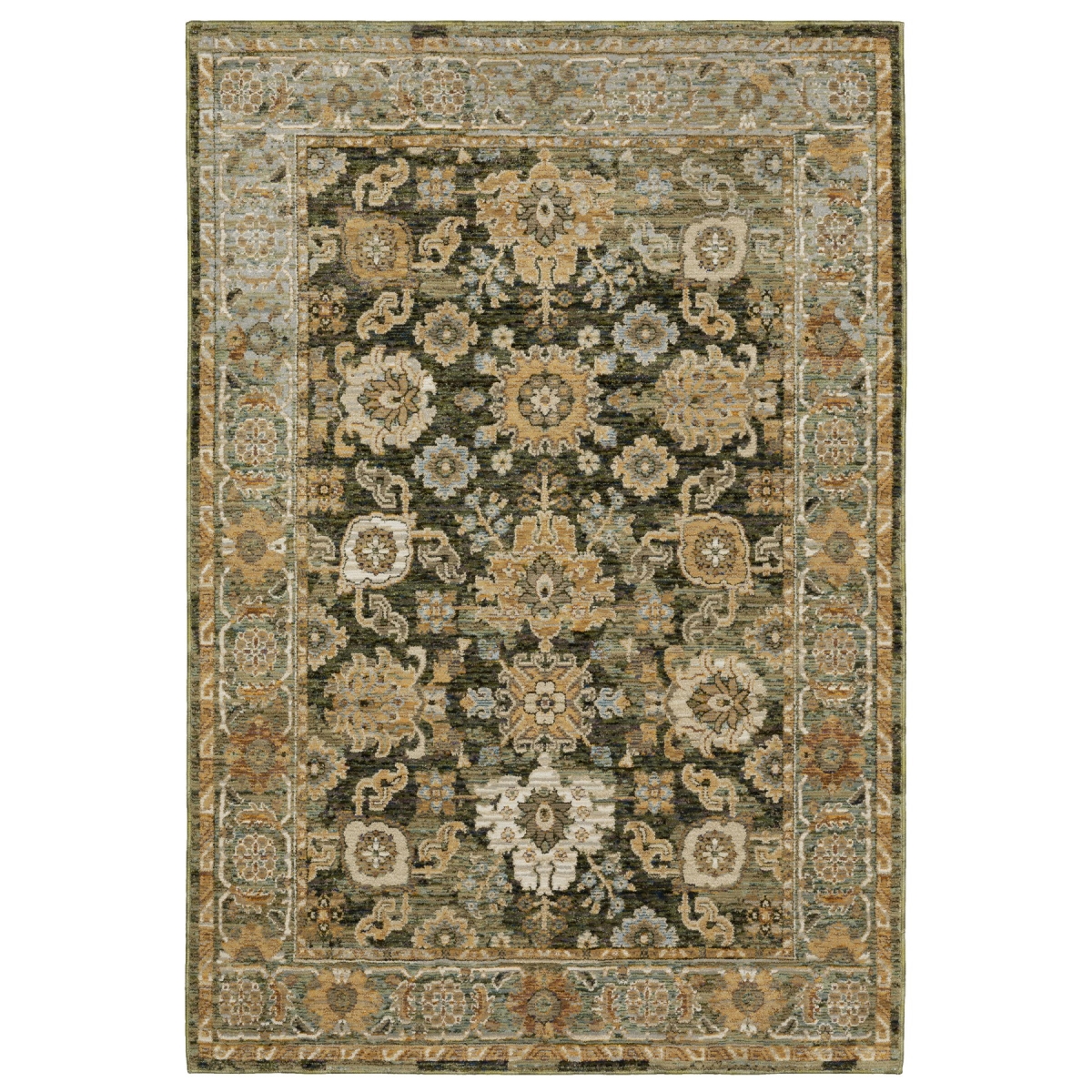 575506 2 x 3 ft. Oriental Rectangle Area Rug, Green & Gold