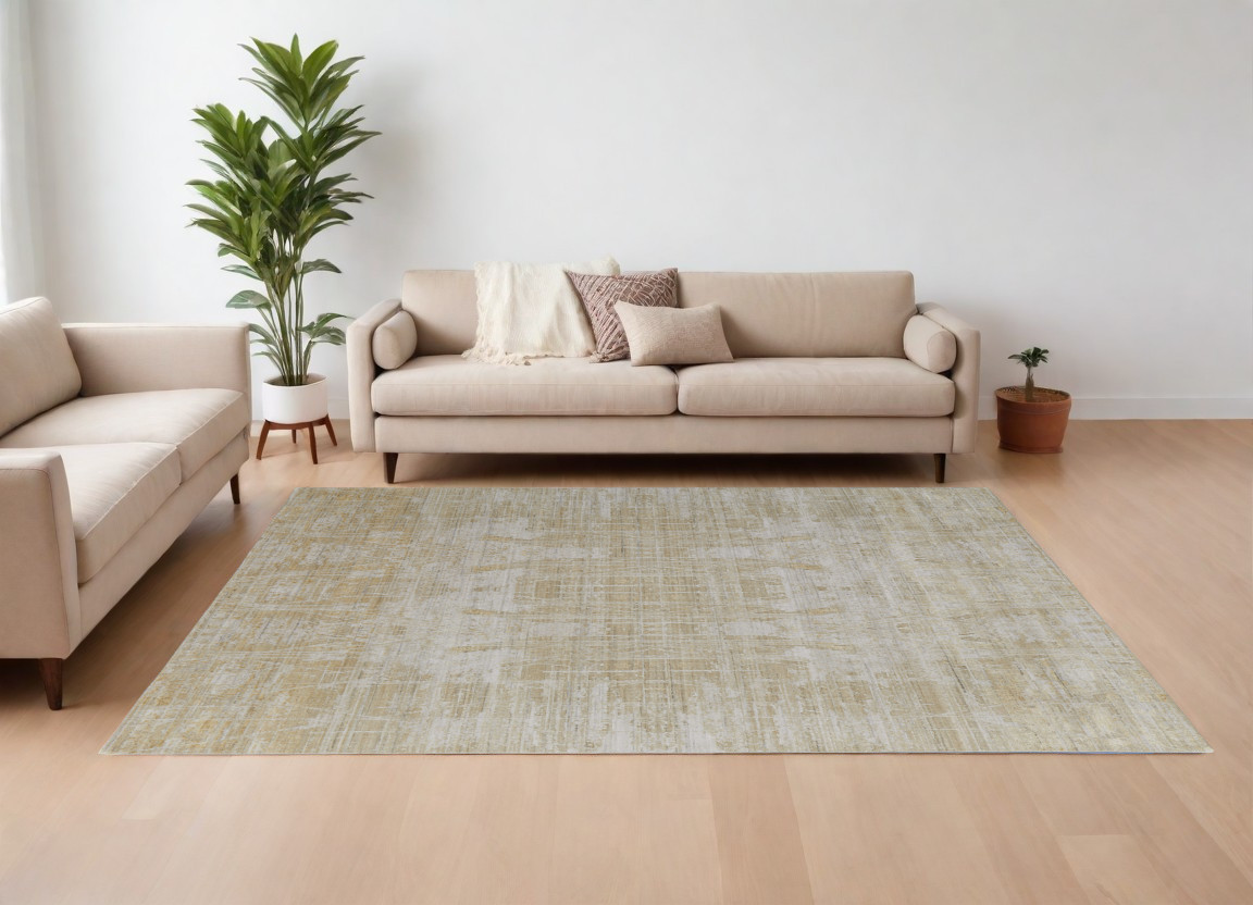 566971 9 x 12 ft. Yellow & Ivory Abstract Hand Woven Rectangle Area Rug