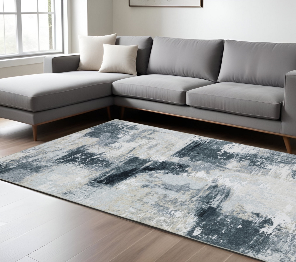 574986 8 x 10 ft. Abstract Distressed Rectangle Area Rug, Ivory & Gray