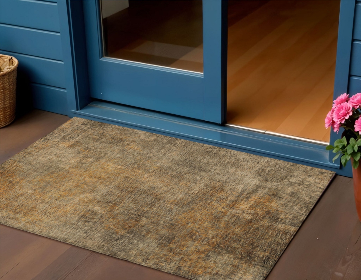 577643 3 x 5 ft. Abstract Washable Indoor & Outdoor Rectangle Area Rug, Brown, Beige & Taupe
