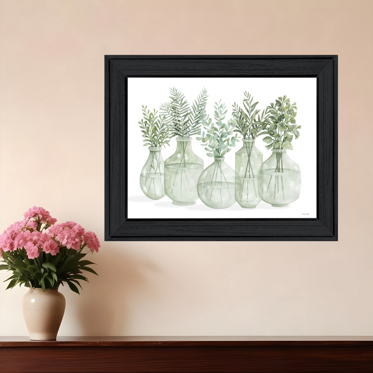 529760 Modern Simply Sage Black Framed Print Wall Art