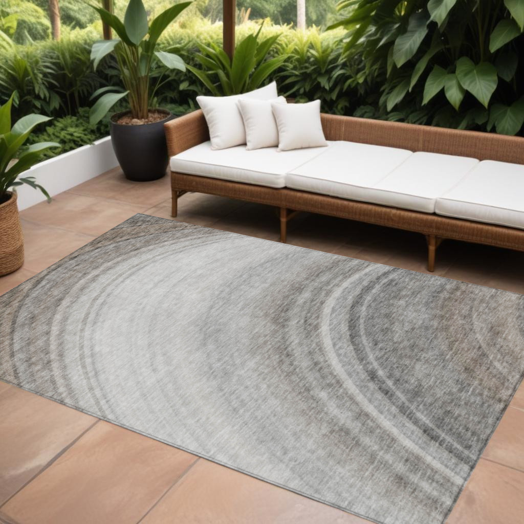 577298 8 x 10 ft. Abstract Washable Indoor & Outdoor Rectangle Area Rug, Gray, Silver & Beige