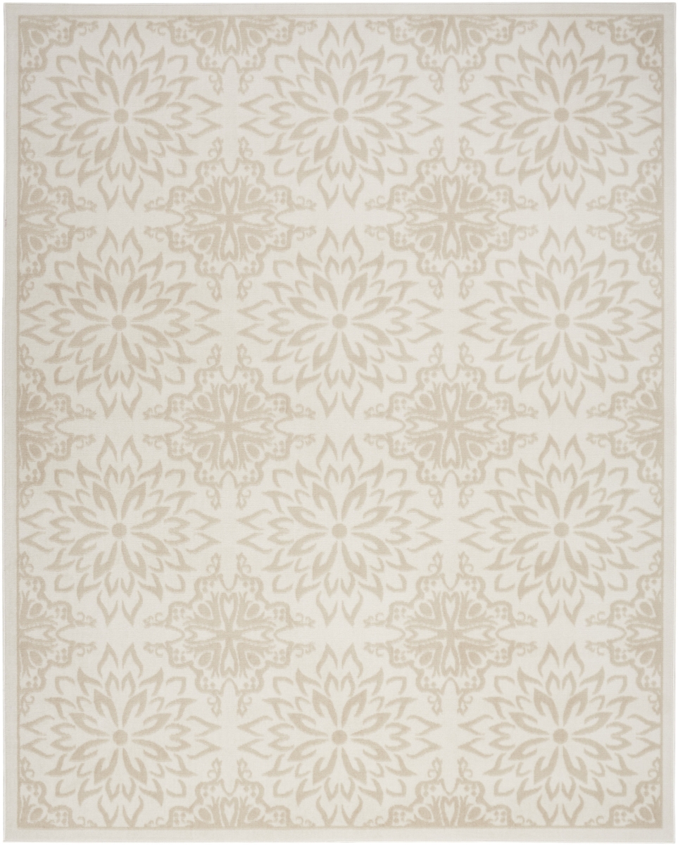 550122 5 x 7 ft. Floral Non Skid Rectangle Area Rug, Beige & Ivory