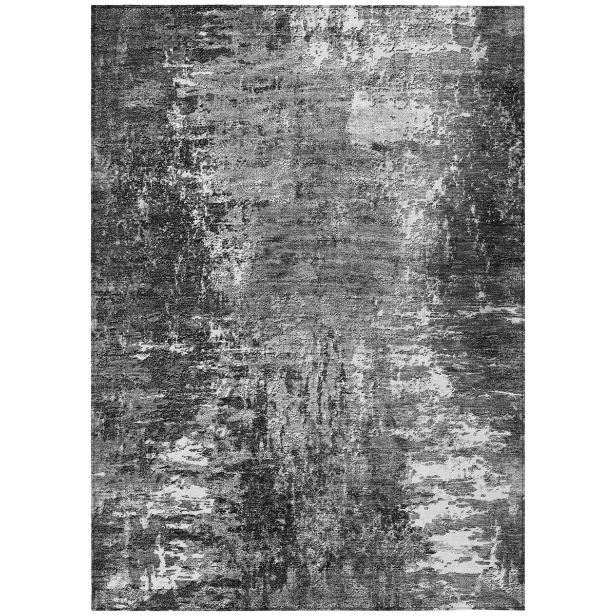 582921 5 x 8 ft. Abstract Washable Indoor & Outdoor Rectangle Area Rug, Gray, Charcoal & Silver